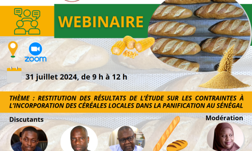 Webinar (Study Restitution) on the constraints to the incorporation of local cereals in bread-making in Senegal