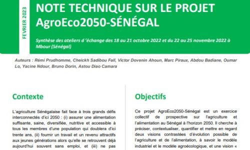 NOTE TECHNIQUE SUR LE PROJET AgroEco2050-SÉNÉGAL 