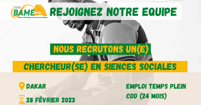 L’ISRA-BAME Recrute Un(e) Chercheur(se) En Sciences Sociales - ISRA ...